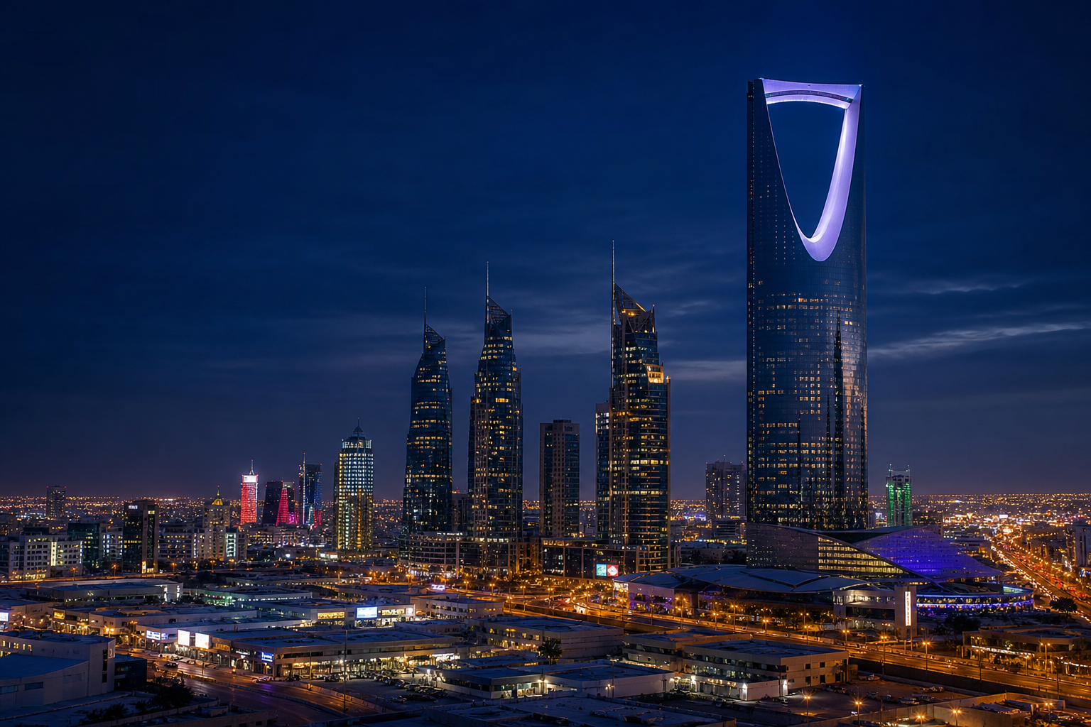 أفق مدينة الرياض وقت الغروب